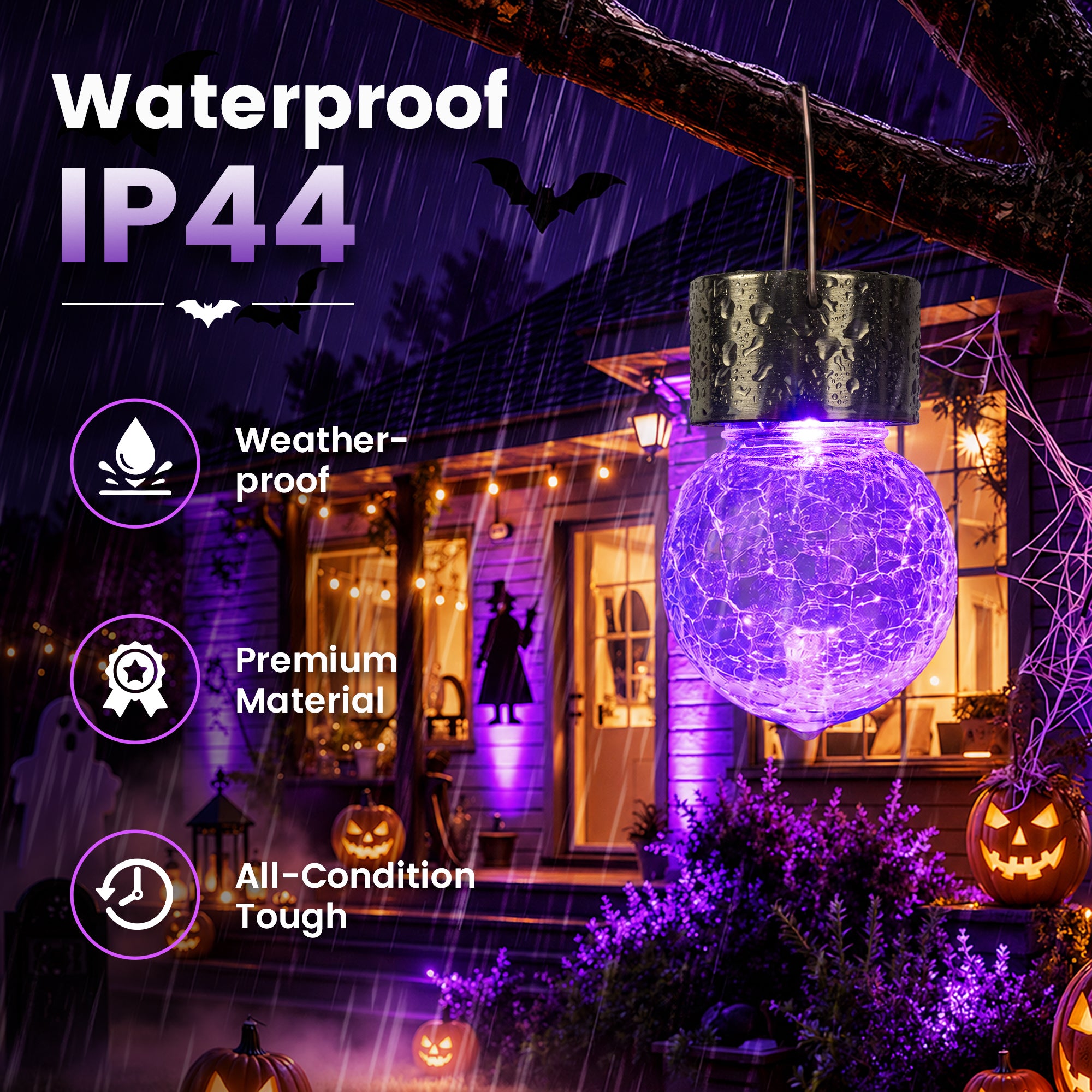 GIGALUMI Halloween Solar Lights Outdoor Solar Hanging Lanterns Outside 12PCS