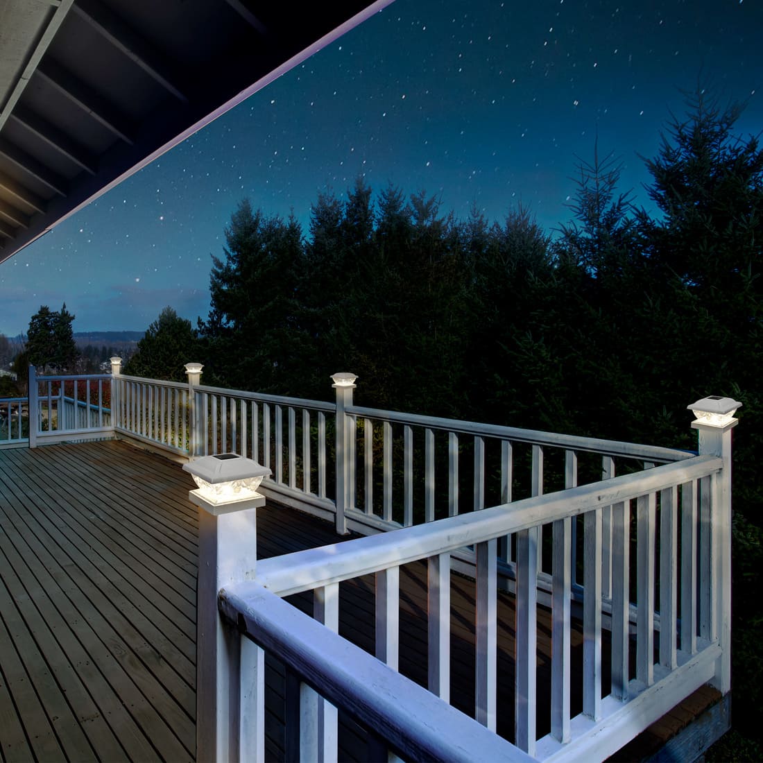 GIGALUMI Solar Powered White LED Outdoor Fence Post Cap Lights, 3.5x3.5 - 5x5