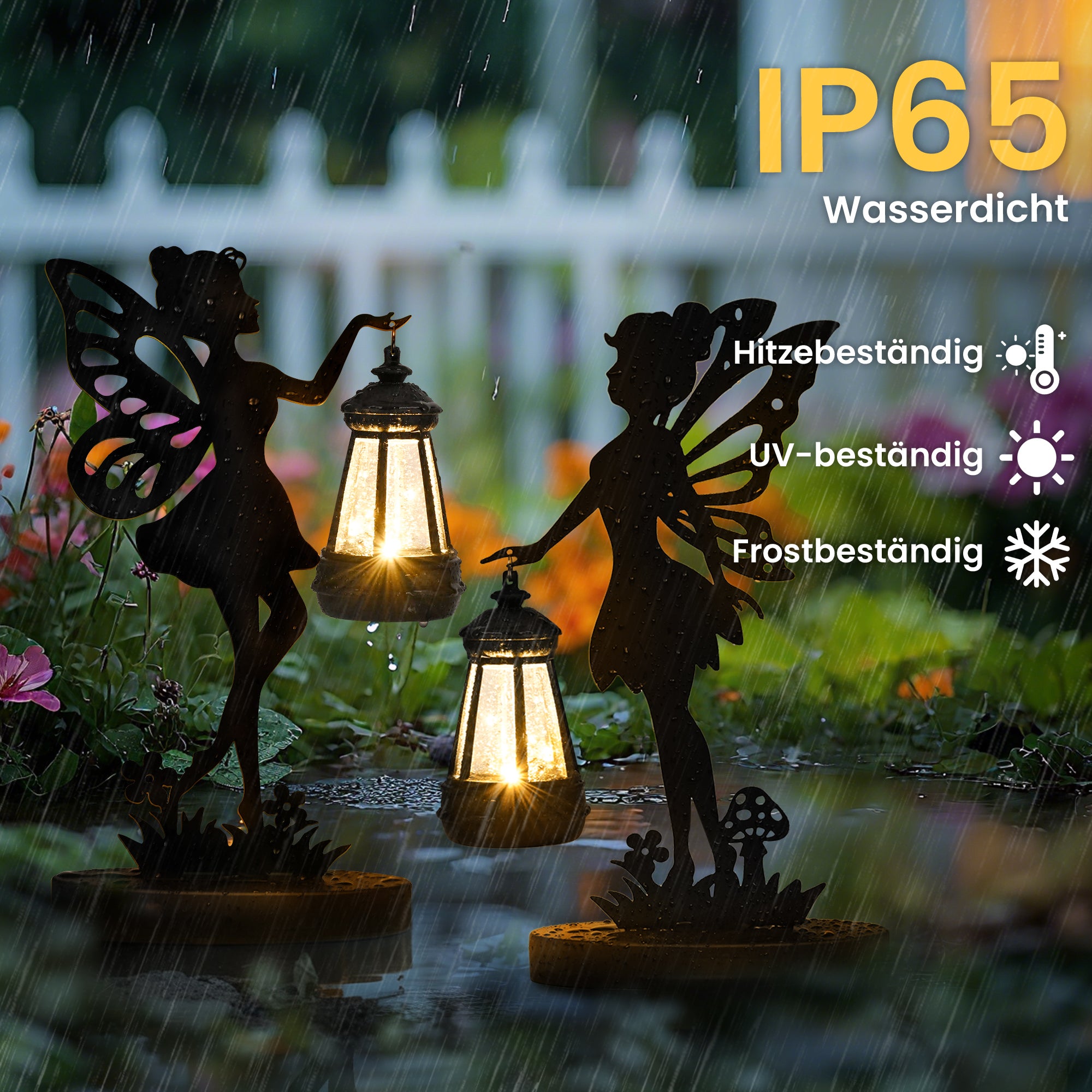 GIGALUMI Feen Solarlampen für Außen, Feen Gartendeko für Draußen Wetterfest Geschenke für Frauen, Mama, Dekorativ Solarleuchten für Außen, Garten Deko Draußen für Terrasse, Hof, Garten, Balkon(2 Stück)