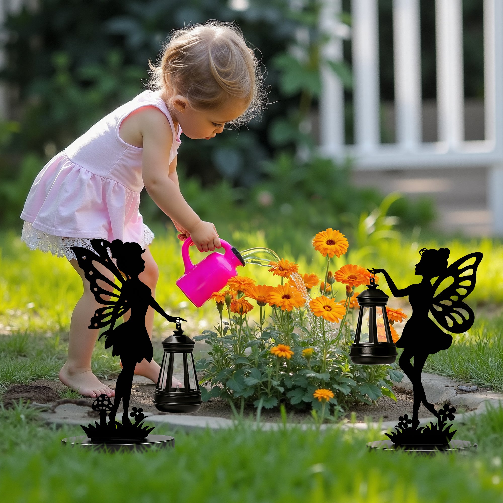 GIGALUMI Feen Solarlampen für Außen, Feen Gartendeko für Draußen Wetterfest Geschenke für Frauen, Mama, Dekorativ Solarleuchten für Außen, Garten Deko Draußen für Terrasse, Hof, Garten, Balkon(2 Stück)