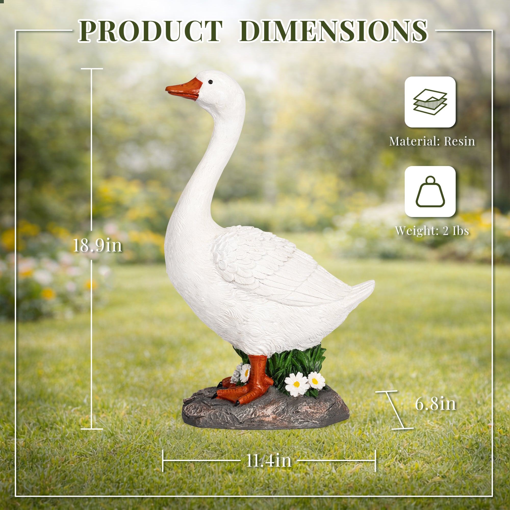 GIGALUMI Porch Goose Statue, Large Porch Goose Statue