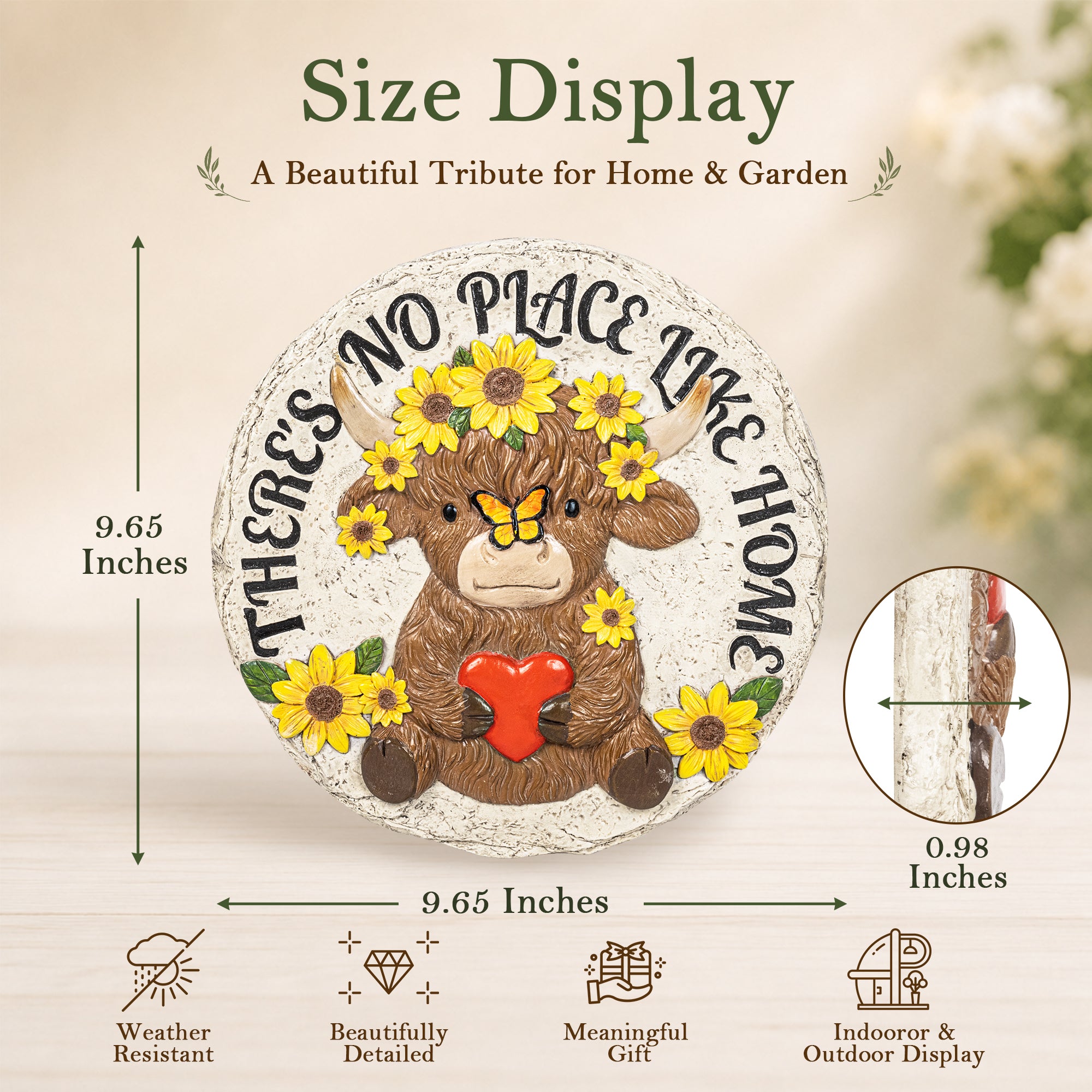GIGALUMI  High Land Cow  Garden 10" Stepping Stones Outdoor