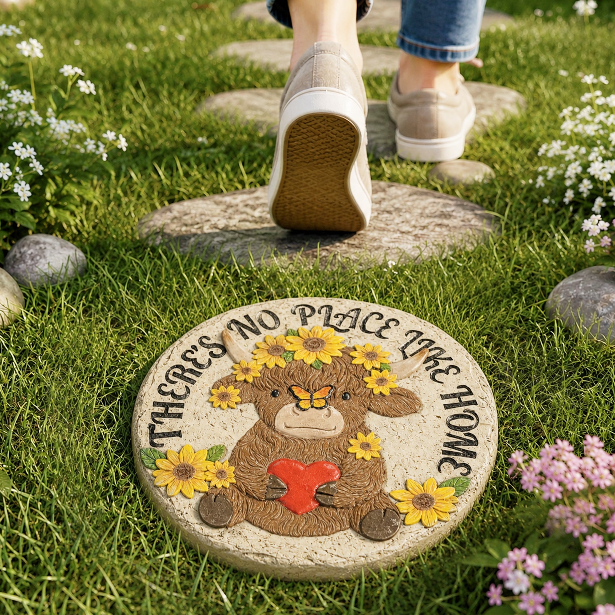 GIGALUMI  High Land Cow  Garden 10" Stepping Stones Outdoor