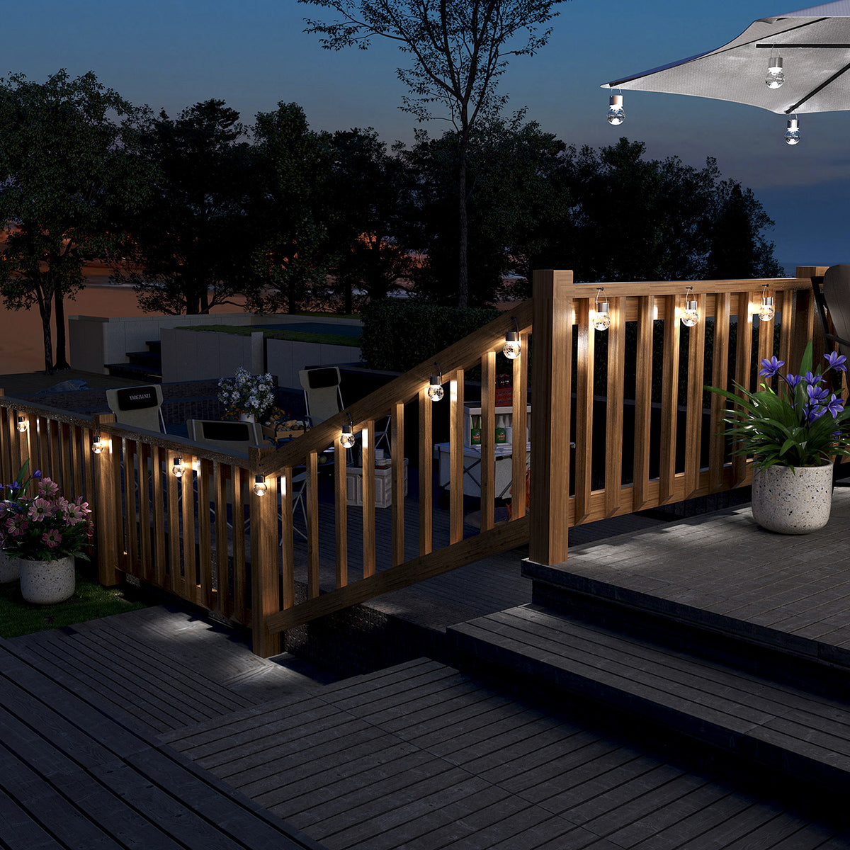 12-Pack Outdoor Solar Hanging Lights – Crackle Glass Ball Design, Daylight White | Waterproof, No Wiring Needed | For Garden, Patio, Tree & Party Decor