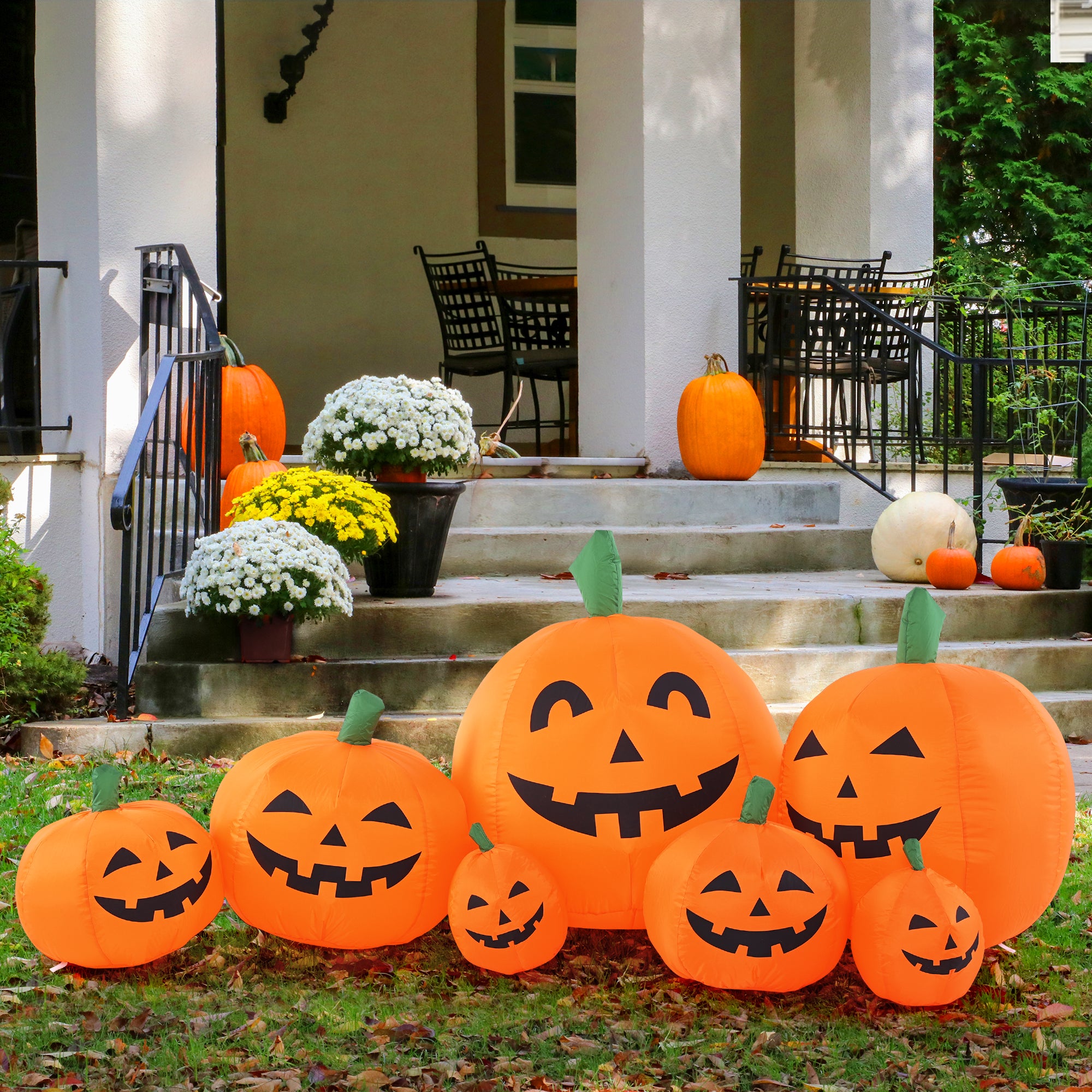 GIGALUMI 7.5FT Halloween Inflatable Outdoor Decoration Pumpkin(Cold White)