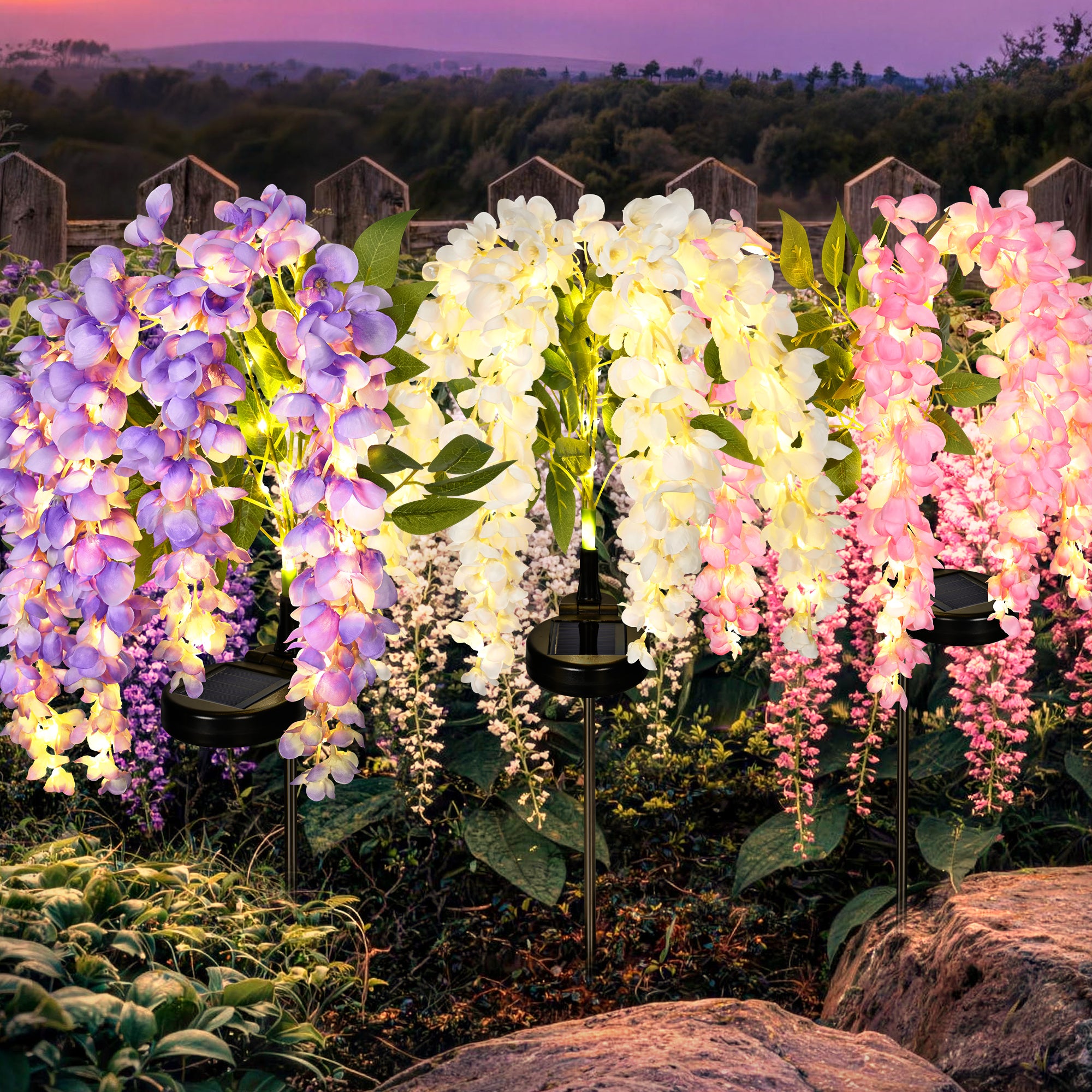 GIGALUMI Artificial Wisteria Solar Lights (3&6 Pack)