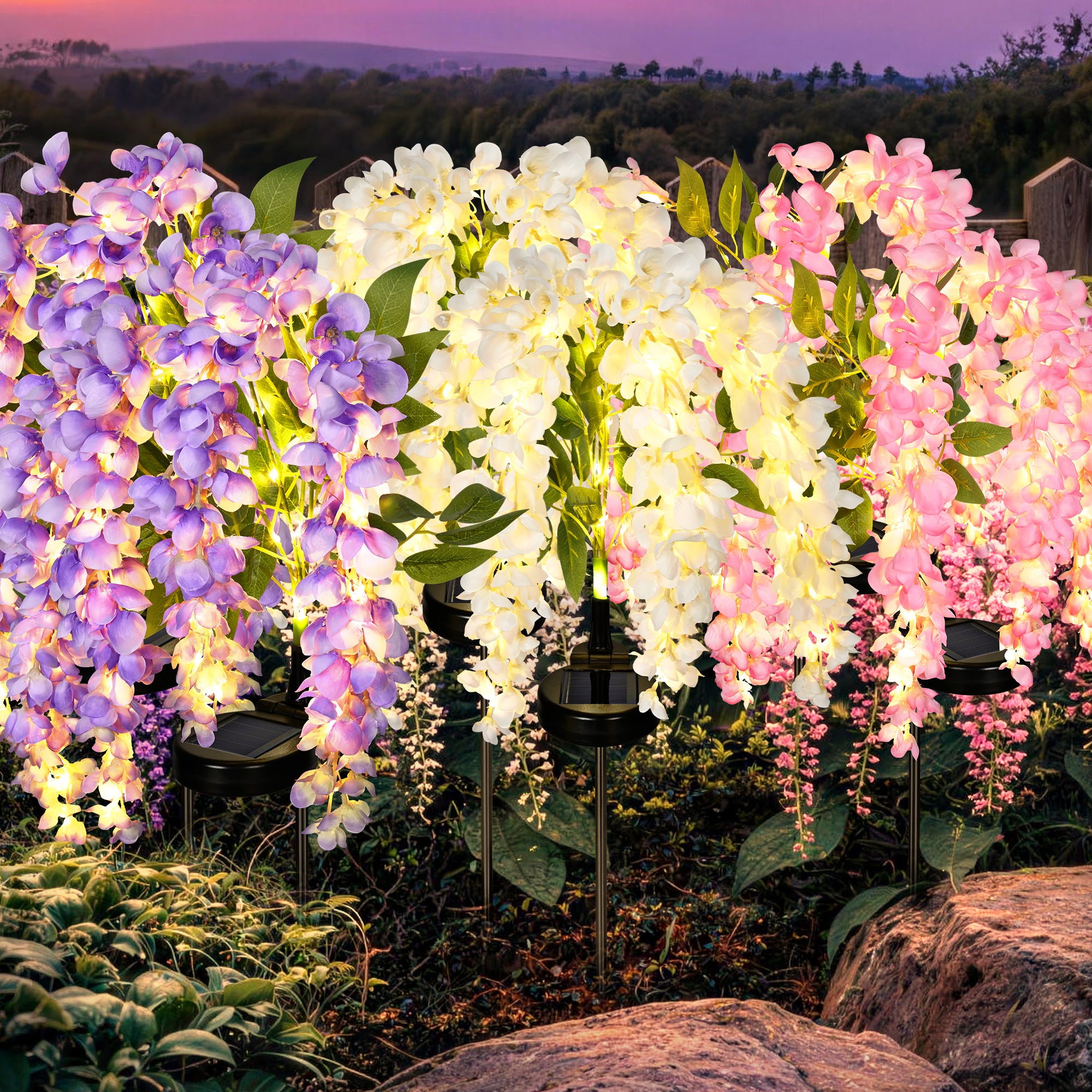 GIGALUMI Artificial Wisteria Solar Lights (3&6 Pack)