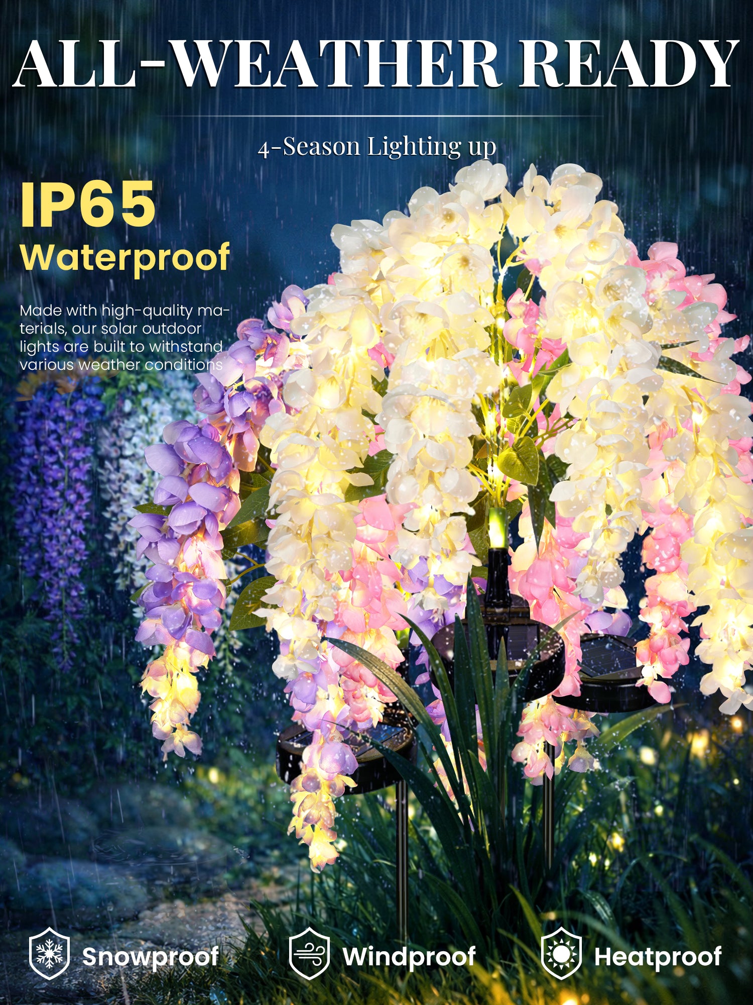 GIGALUMI Artificial Wisteria Solar Lights (3&6 Pack)