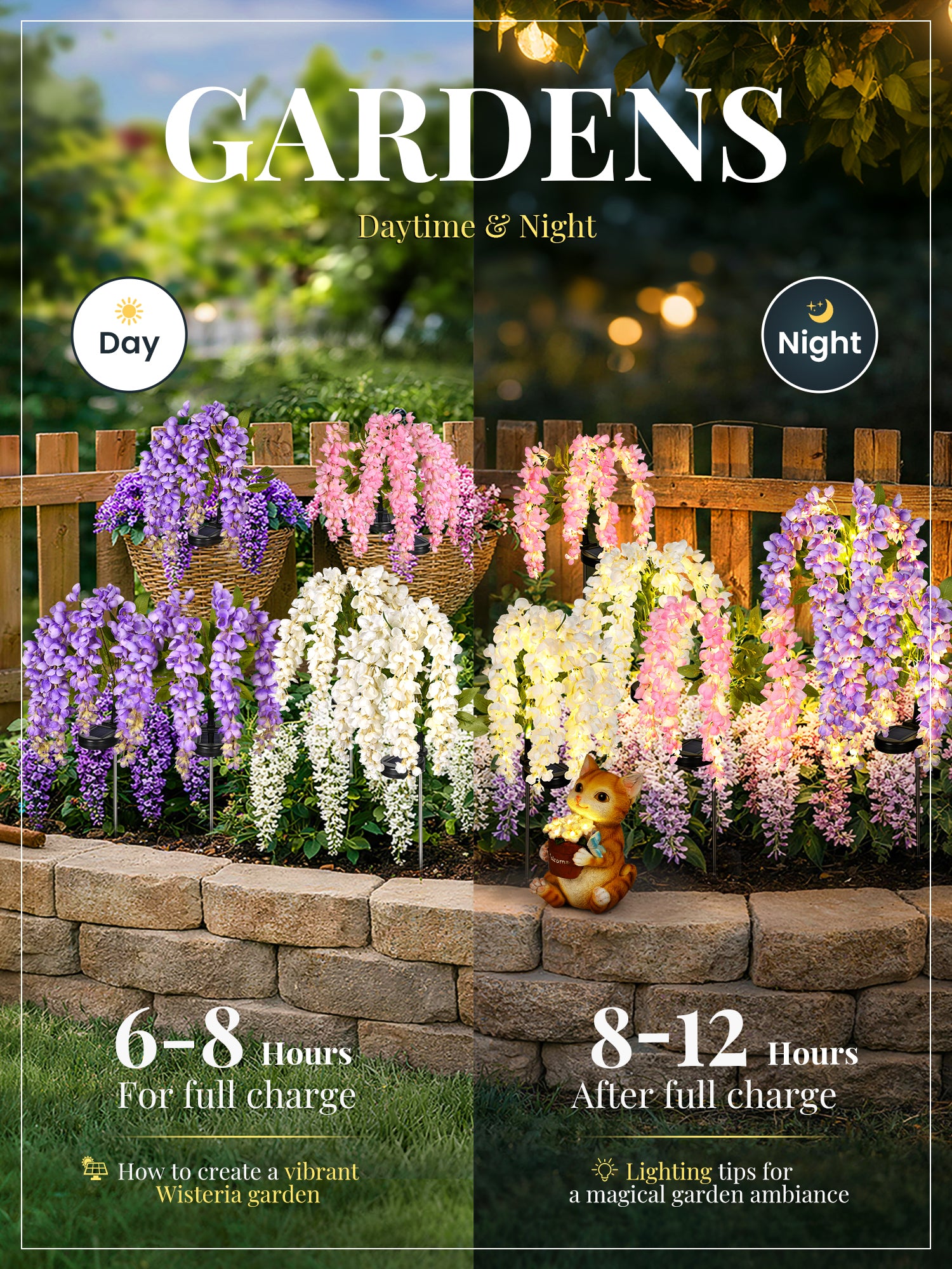 GIGALUMI Artificial Wisteria Solar Lights (3&6 Pack)