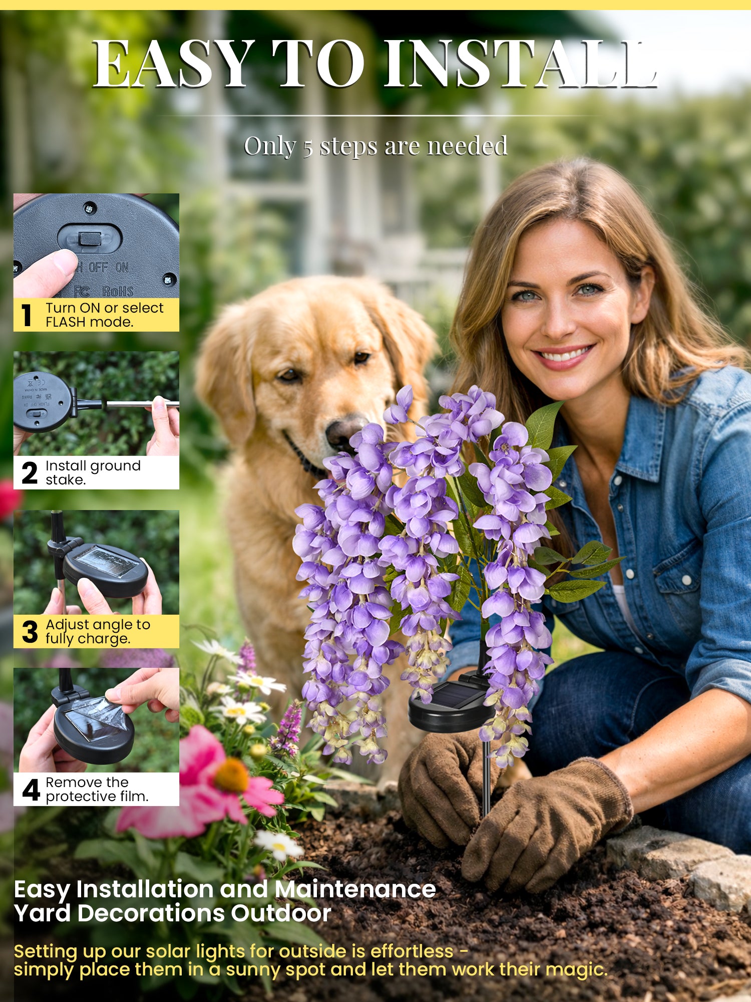 GIGALUMI Artificial Wisteria Solar Lights (3&6 Pack)