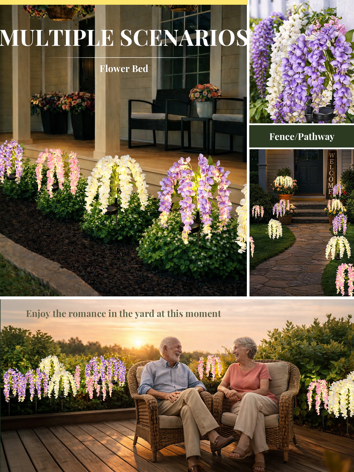 GIGALUMI Artificial Wisteria Solar Lights (3&6 Pack)