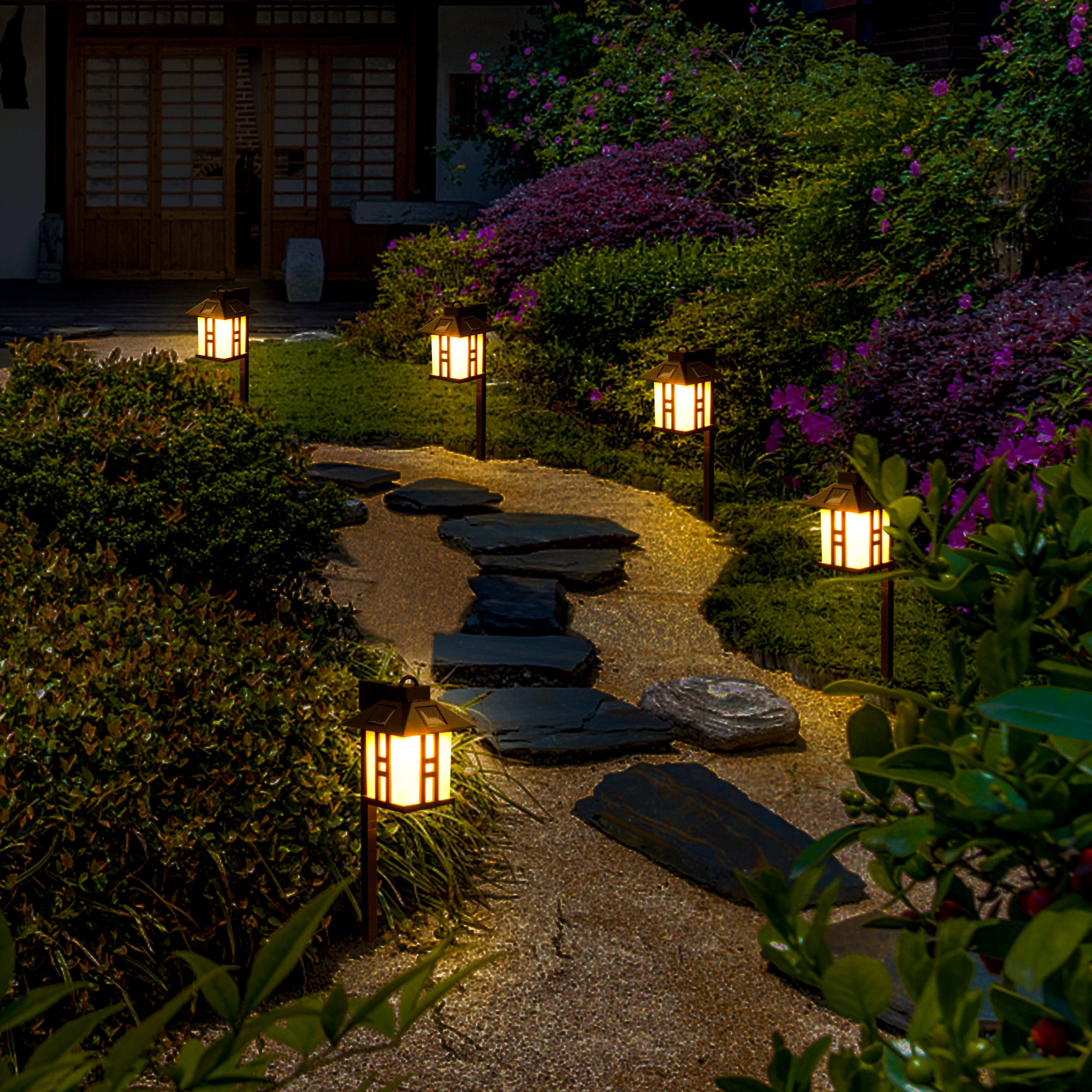 Gigalumi Solar Square Sconce Walkway Lights Set (4 Pack)