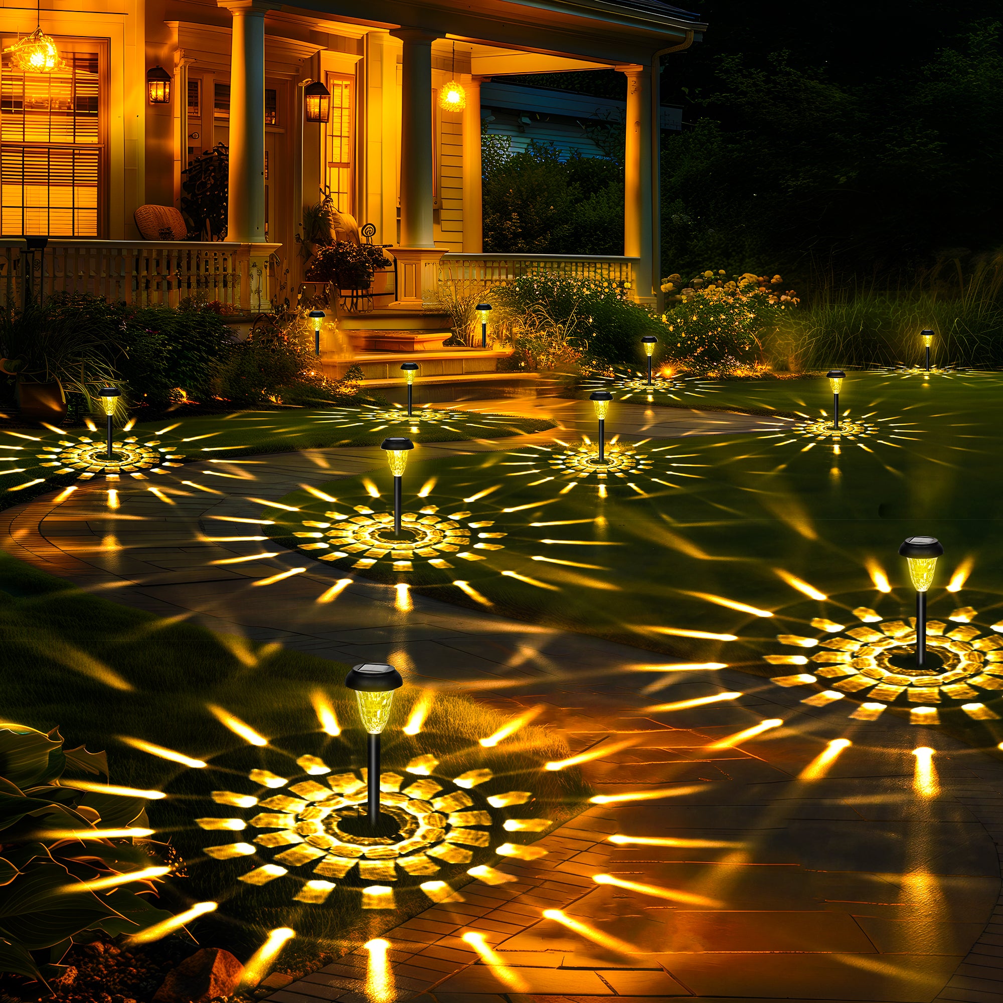 Gigalumi Hammered Solar Powered White Lights Set (8&12&16 Pack)
