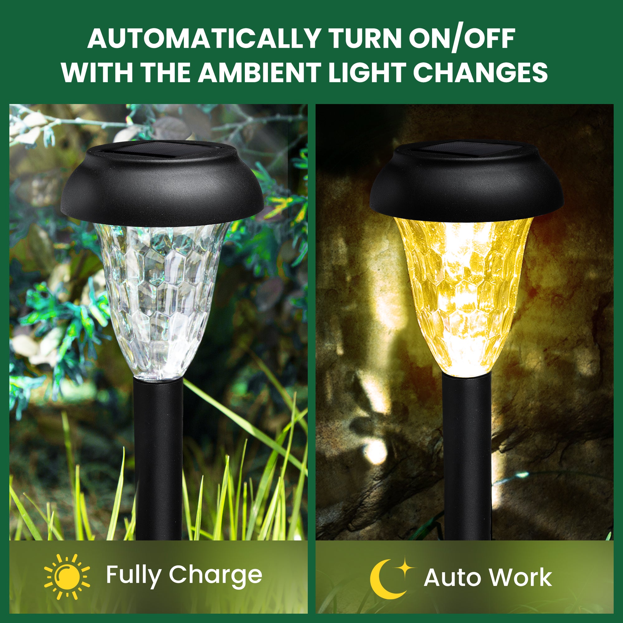 Gigalumi Hammered Solar Powered White Lights Set (8&12&16 Pack)