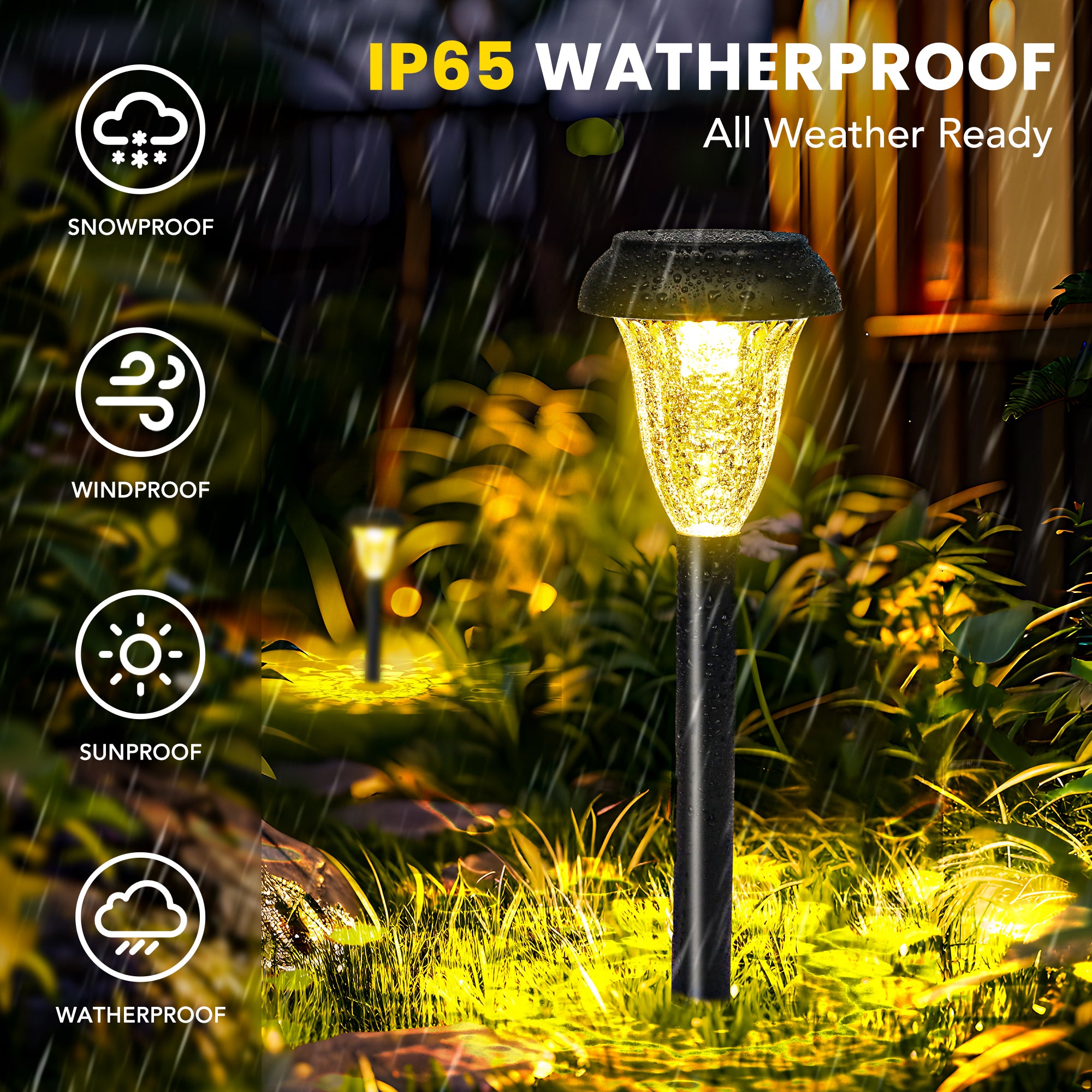 Gigalumi Hammered Solar Powered White Lights Set (8&12&16 Pack)