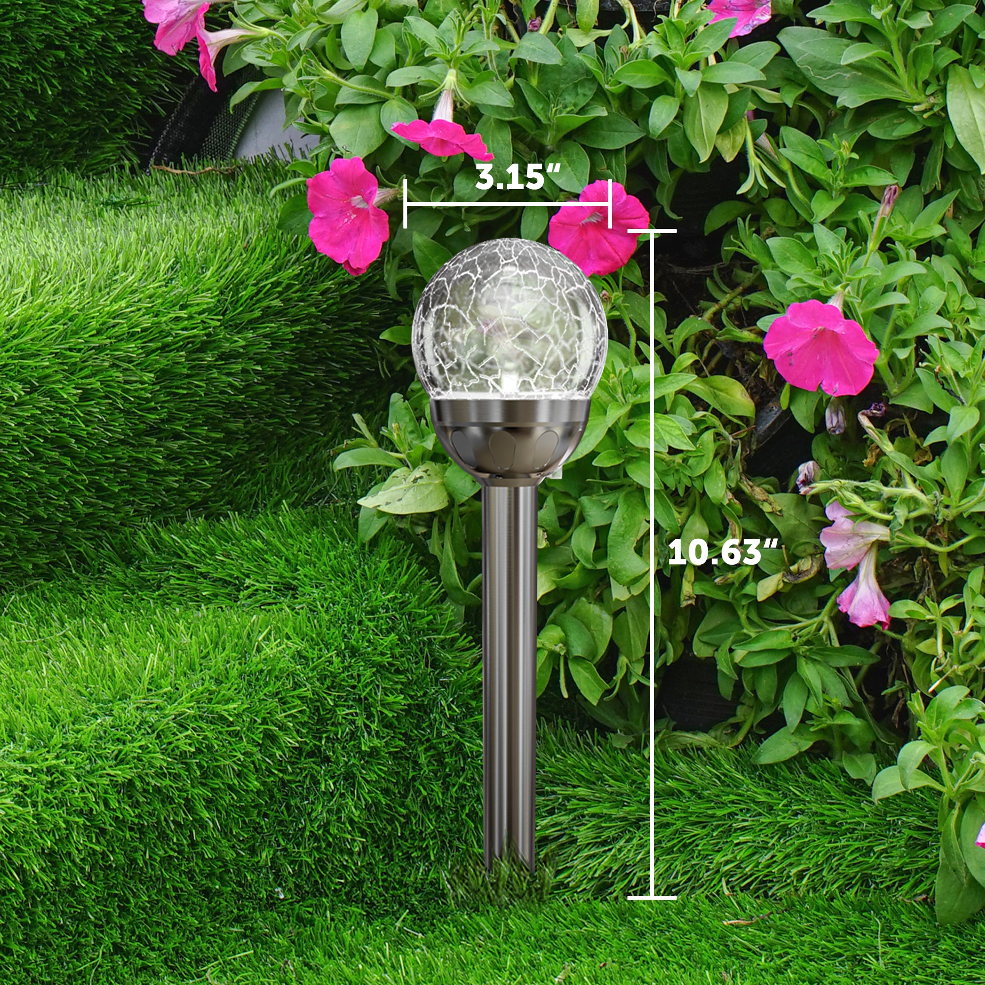 GIGALUMI Solar Outdoor, Cracked Glass Ball Solar Garden Lights