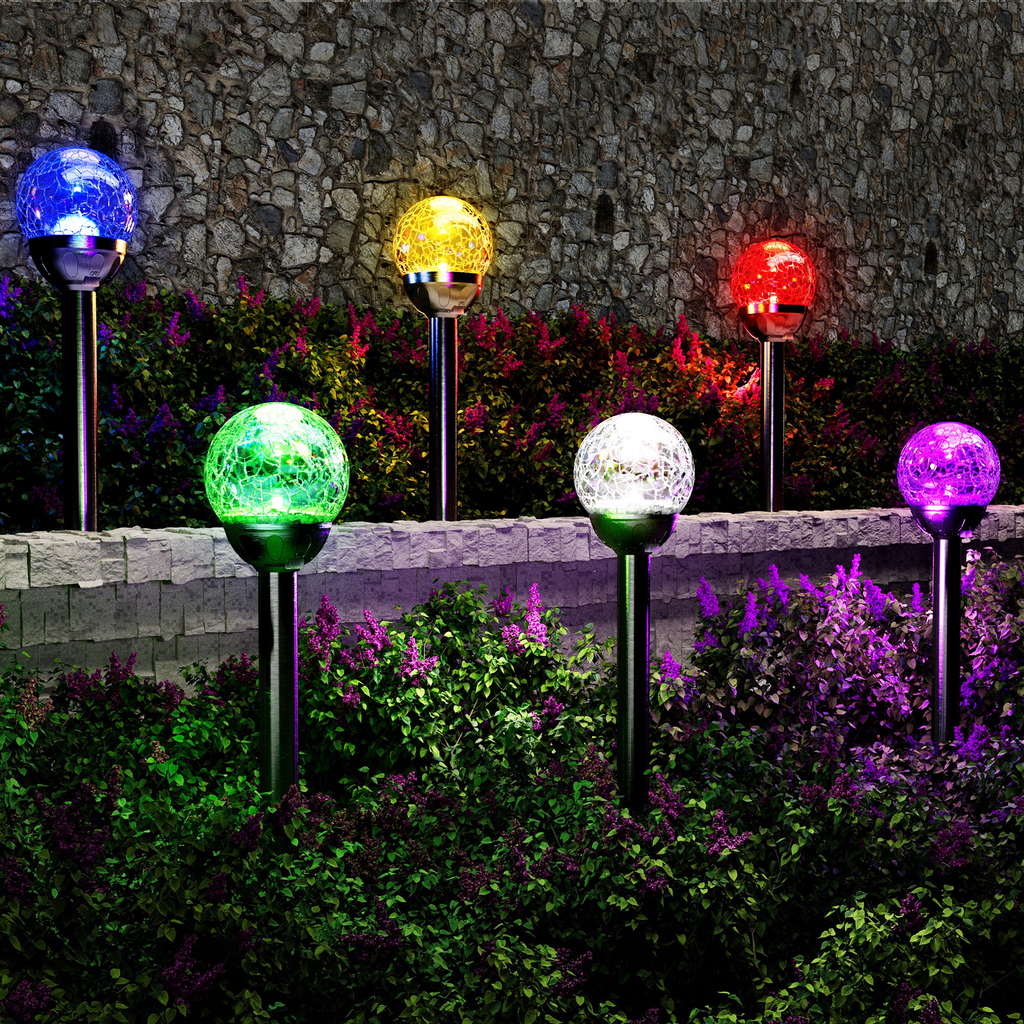 GIGALUMI Solar Outdoor, Cracked Glass Ball Solar Garden Lights