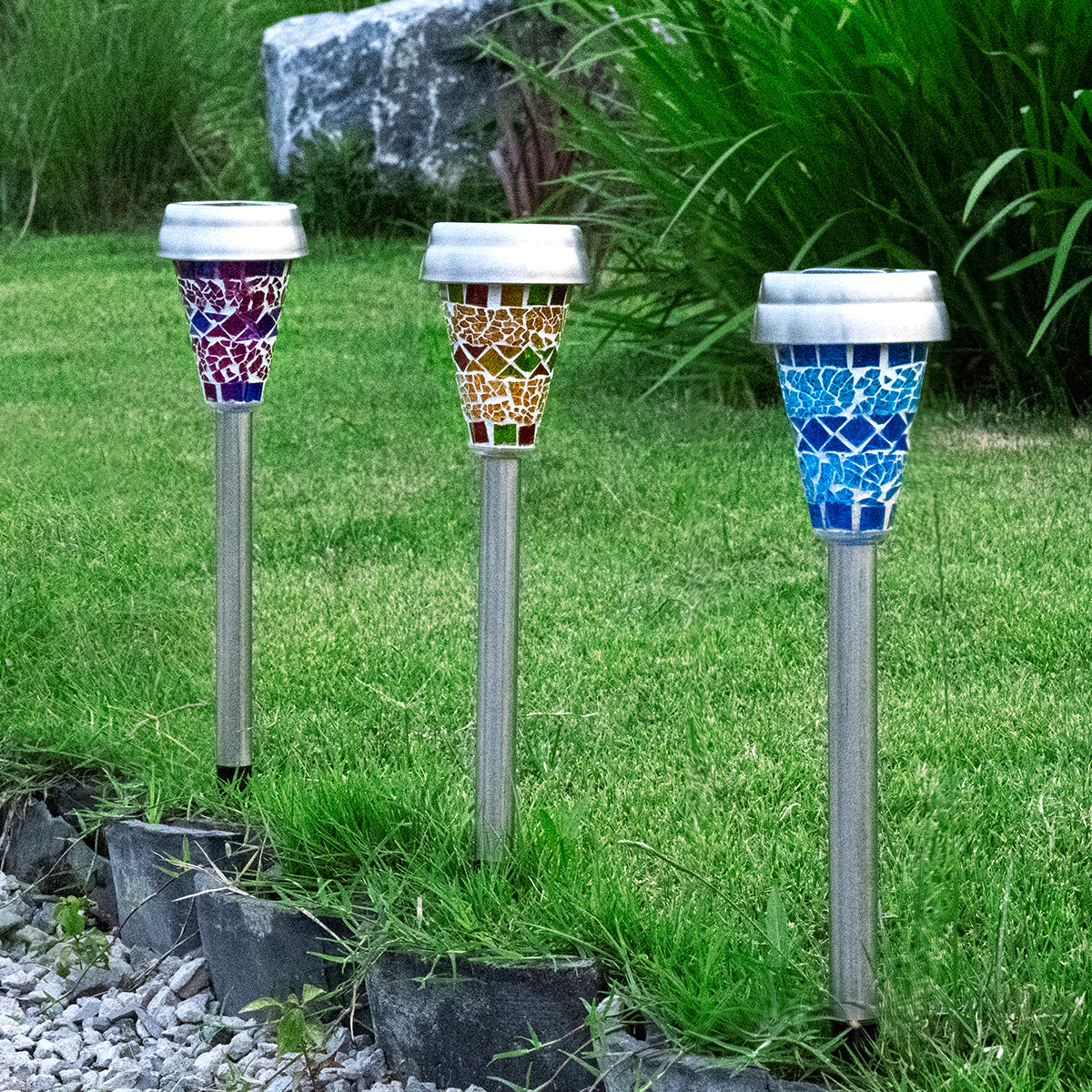 GIGALUMI Crackle Glass Outdoor Hanging Lanterns Set (4 Pack) H-L-4W