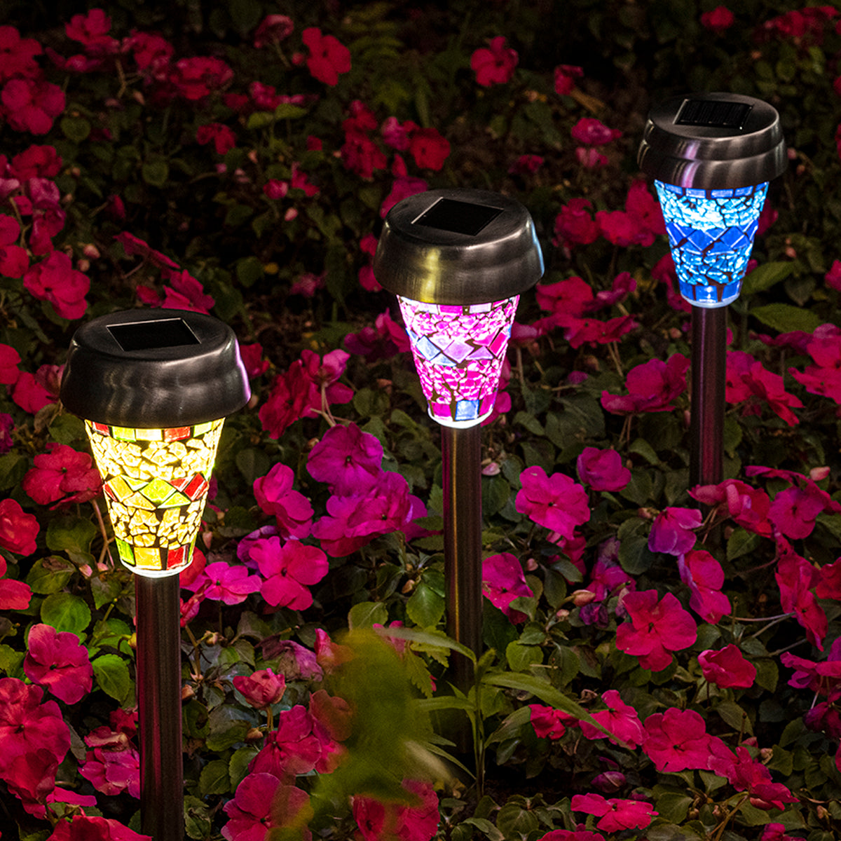 GIGALUMI Crackle Glass Outdoor Hanging Lanterns Set (4 Pack) H-L-4W