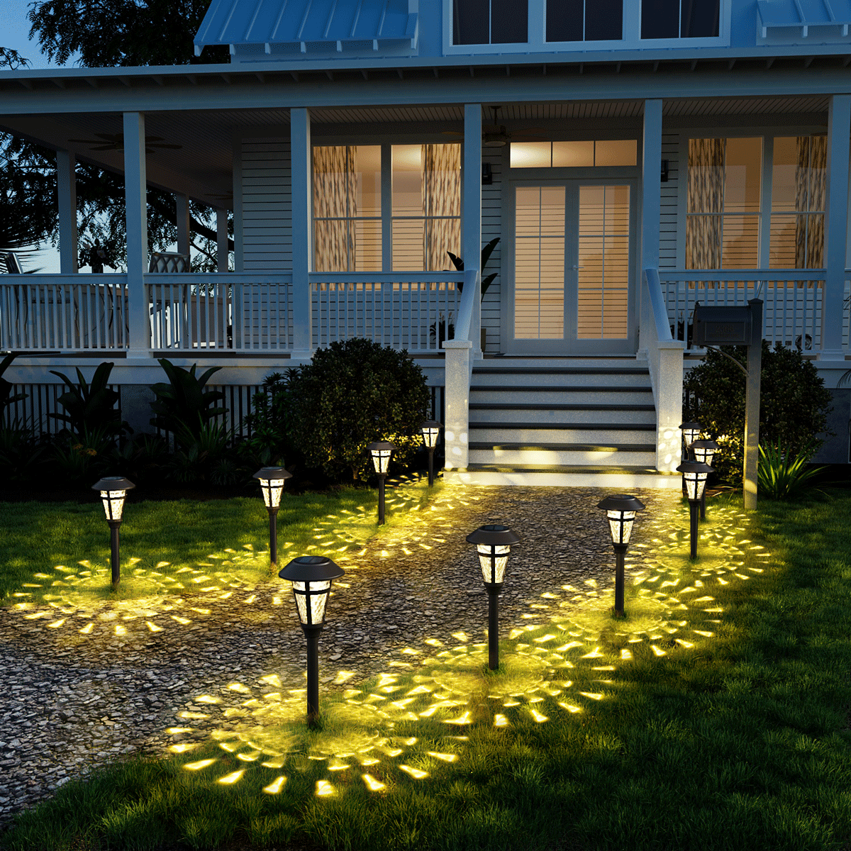 Solar Lighting Set Gigalumi Beveled Glass Outdoor Solar Lights Set (6 Pack)