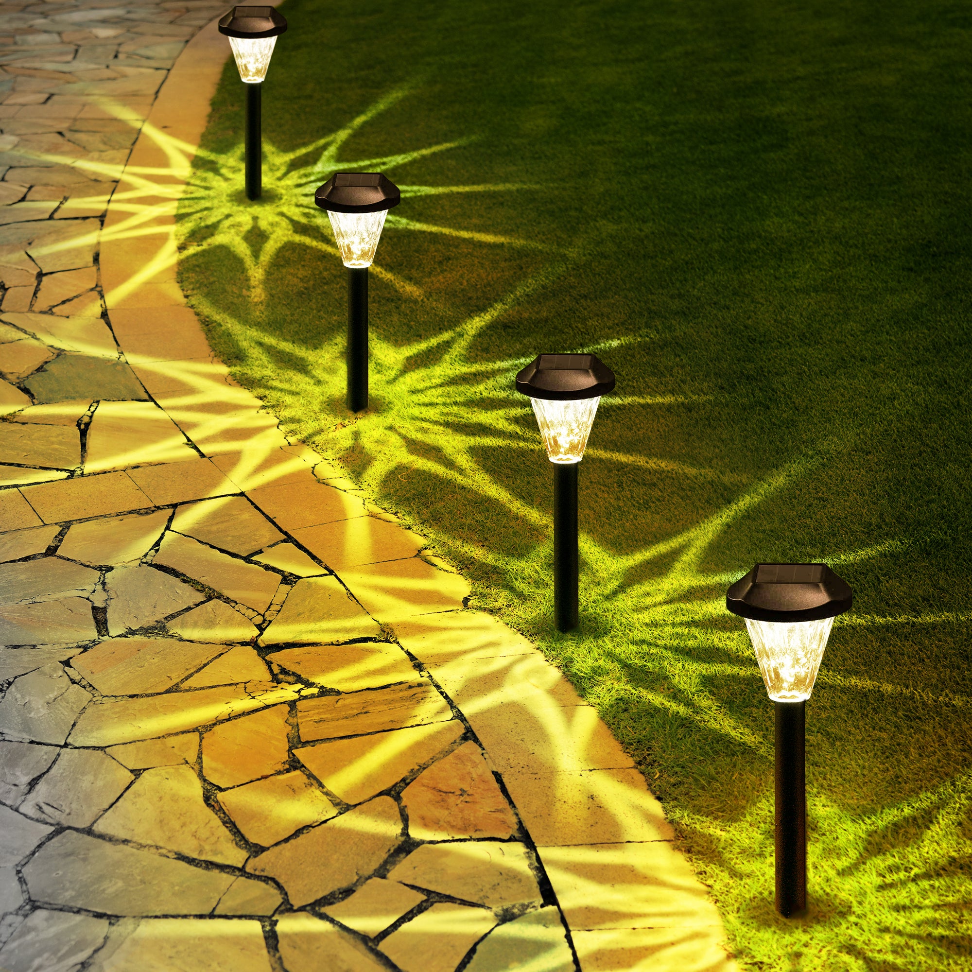 GIGALUMI 8 Pack Solar Lights Outdoor Waterproof