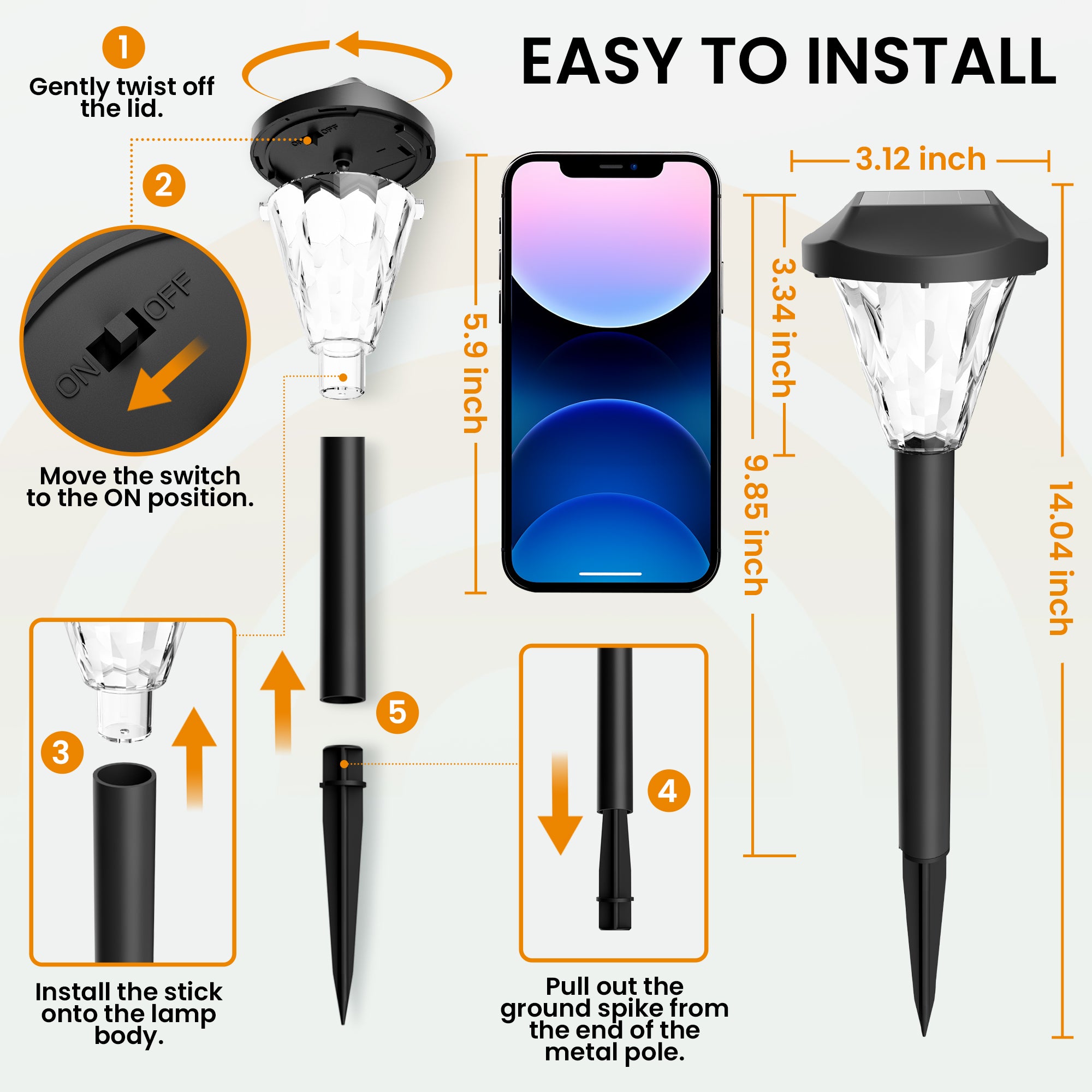 GIGALUMI 8 Pack Solar Lights Outdoor Waterproof