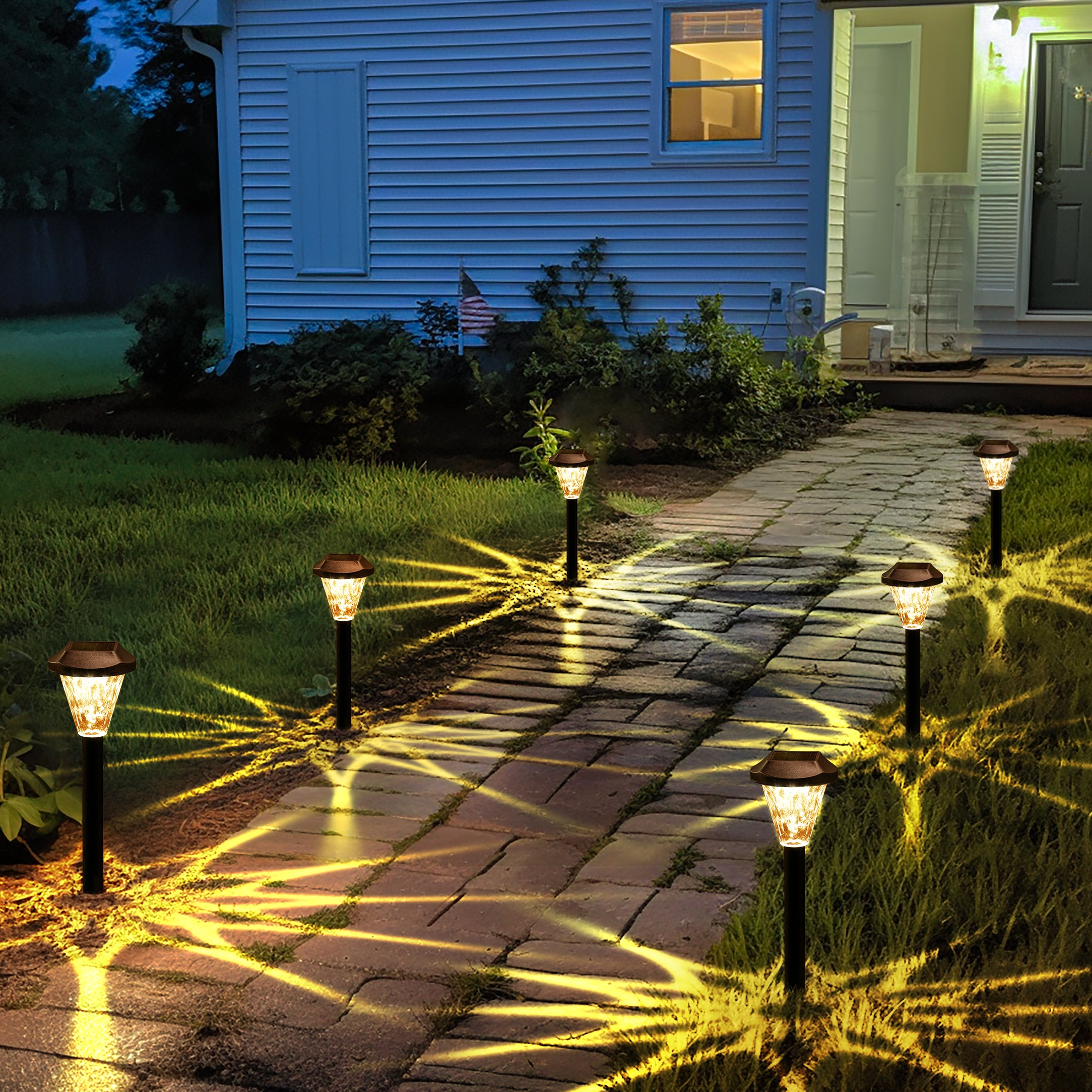 GIGALUMI 8 Pack Solar Lights Outdoor Waterproof