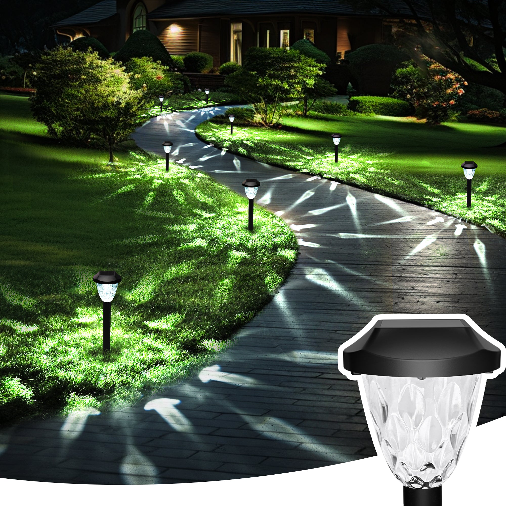 GIGALUMI Solar Pathway Lights with Great Pattern (Cold White)