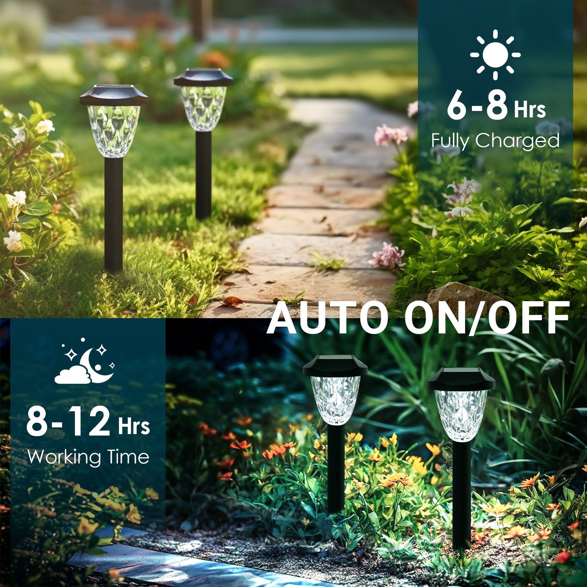 GIGALUMI Solar Pathway Lights with Great Pattern (Cold White)