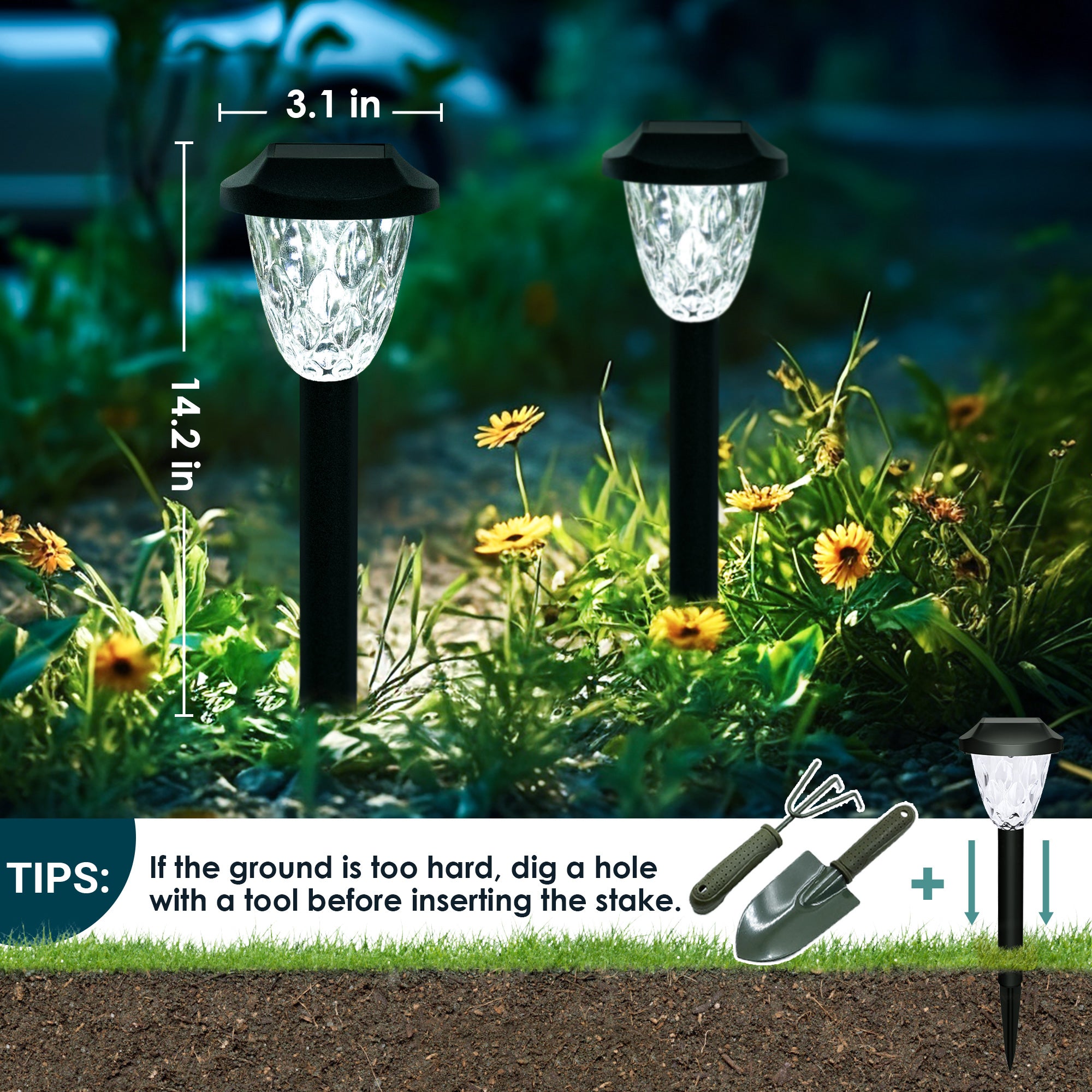 GIGALUMI Solar Pathway Lights with Great Pattern (Cold White)