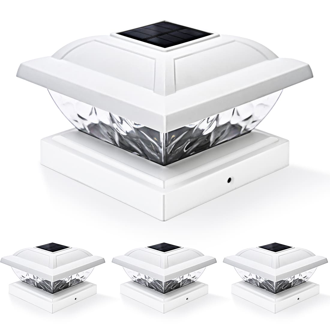 GIGALUMI Solar Powered White LED Outdoor Fence Post Cap Lights, 3.5x3.5 - 5x5