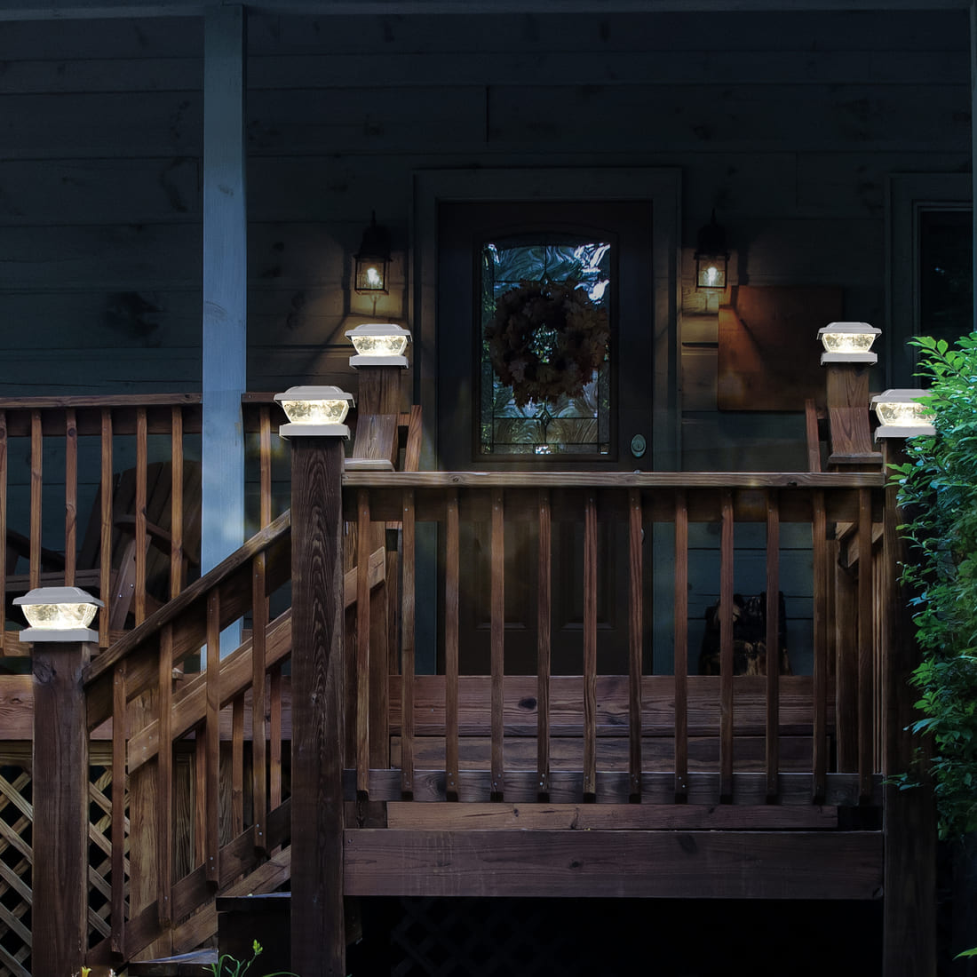 GIGALUMI Solar Powered White LED Outdoor Fence Post Cap Lights, 3.5x3.5 - 5x5