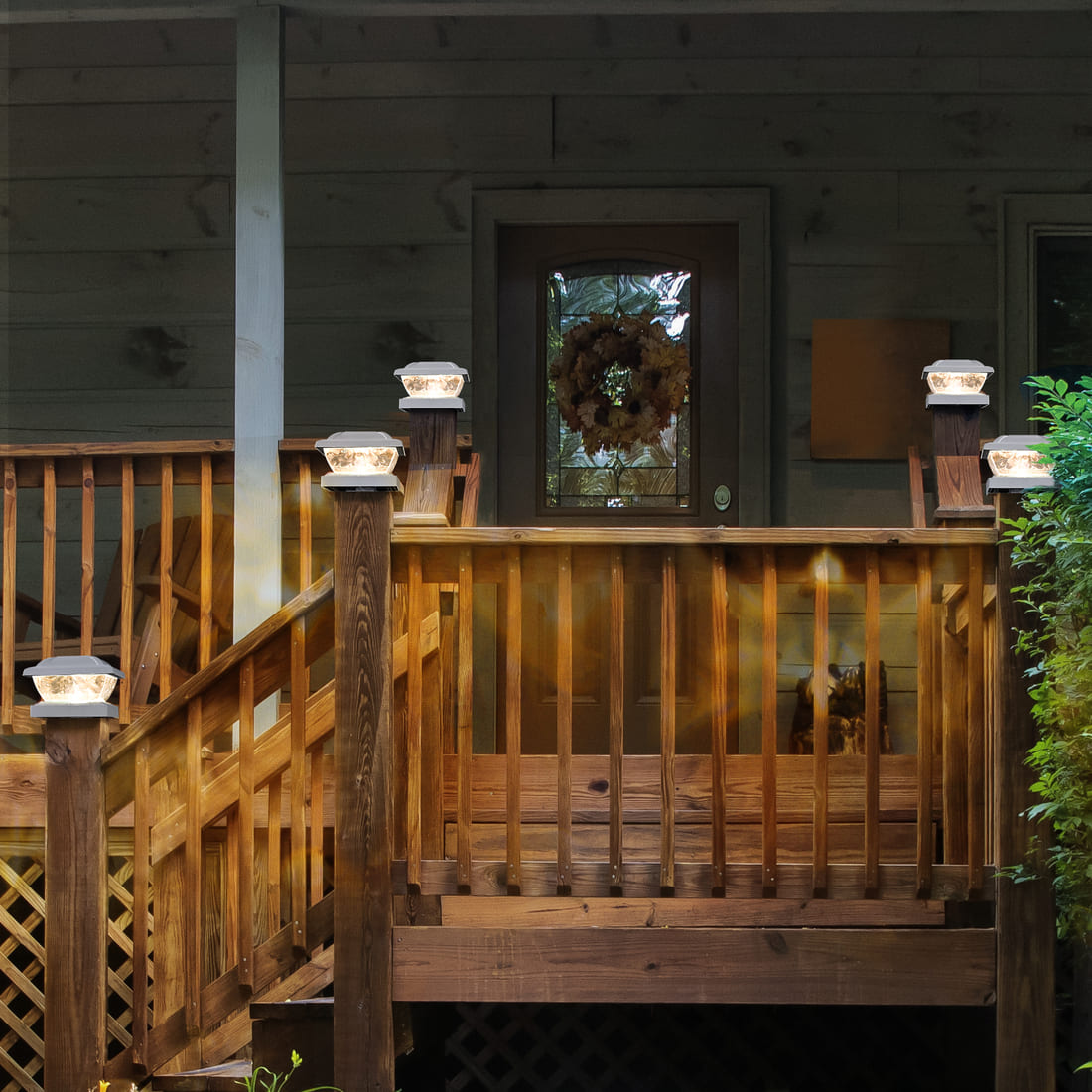 GIGALUMI Solar Powered White LED Outdoor Fence Post Cap Lights, 3.5x3.5 - 5x5