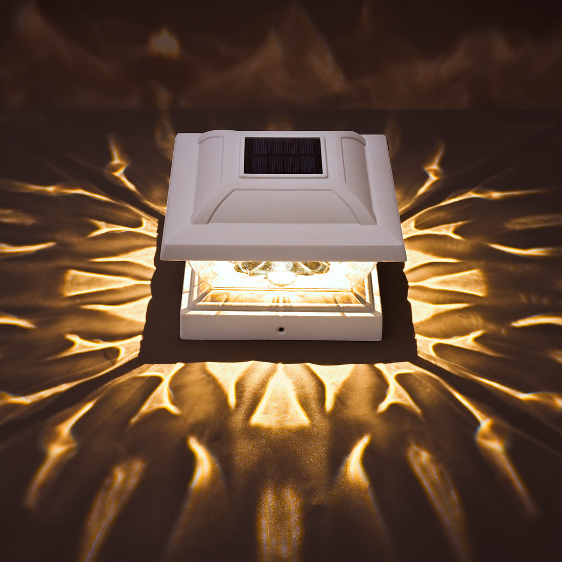 GIGALUMI Solar Powered White LED Outdoor Fence Post Cap Lights, 3.5x3.5 - 5x5