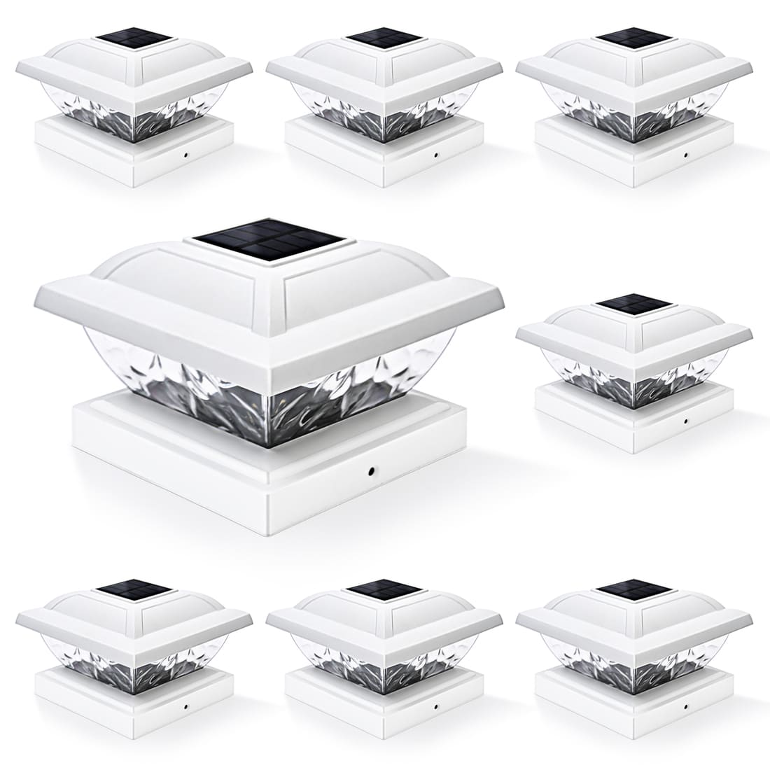 GIGALUMI Solar Powered White LED Outdoor Fence Post Cap Lights, 3.5x3.5 - 5x5