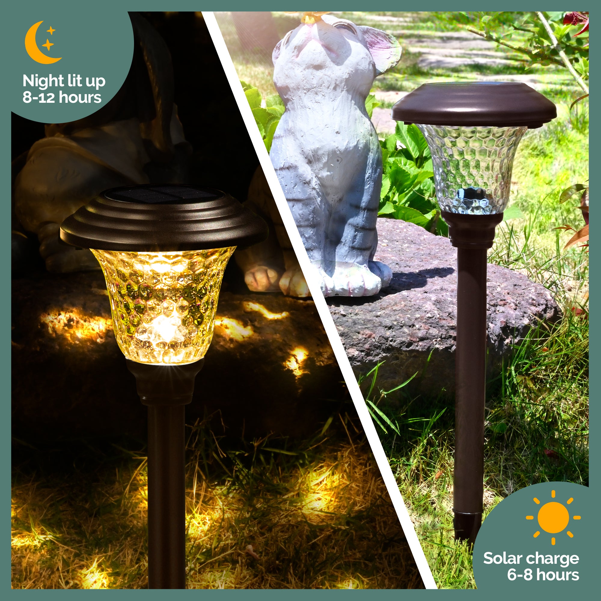 Gigalumi Hammered Metal Solar Yard Lights Set (8 Pack)