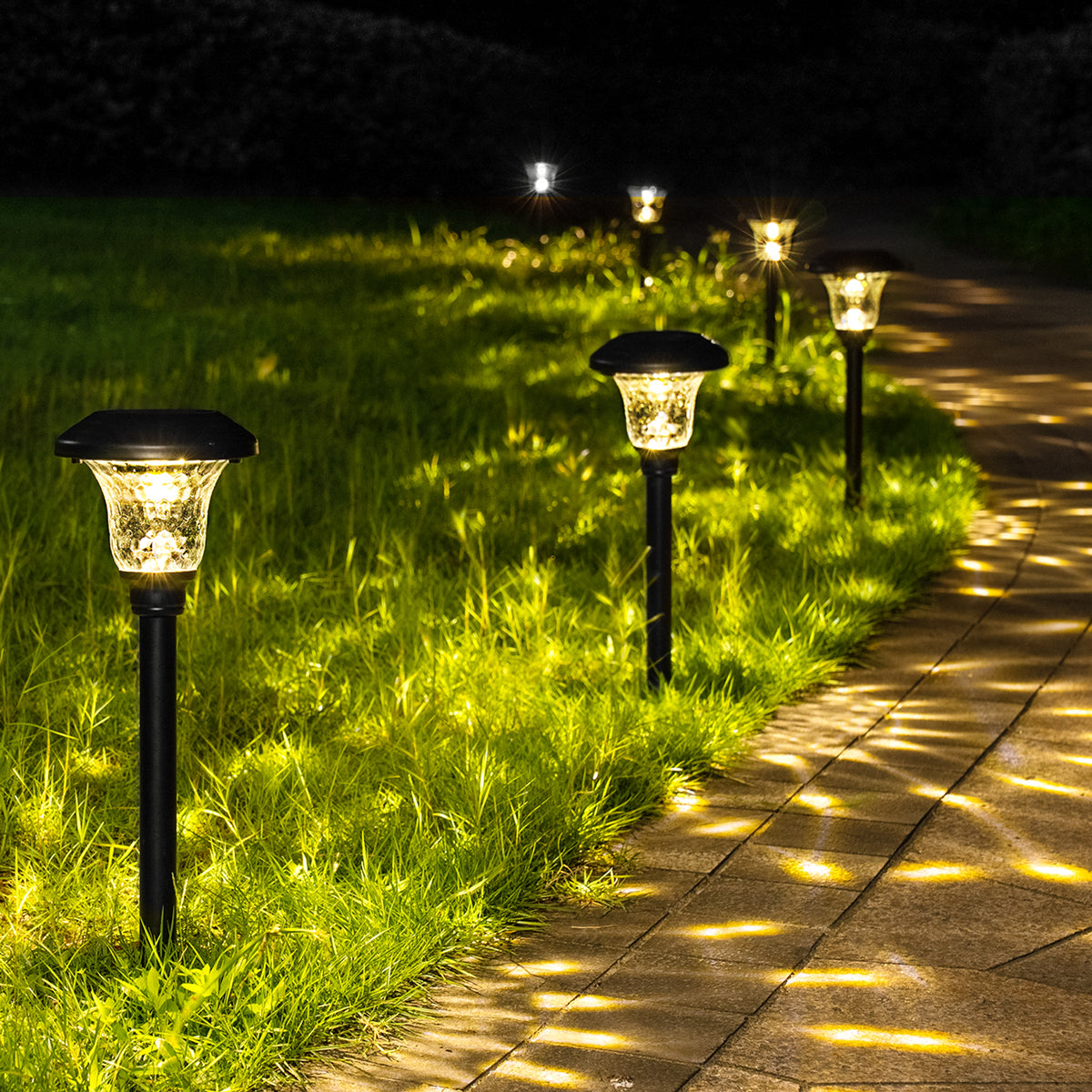 Gigalumi Hammered Metal Solar Yard Lights Set (8 Pack)