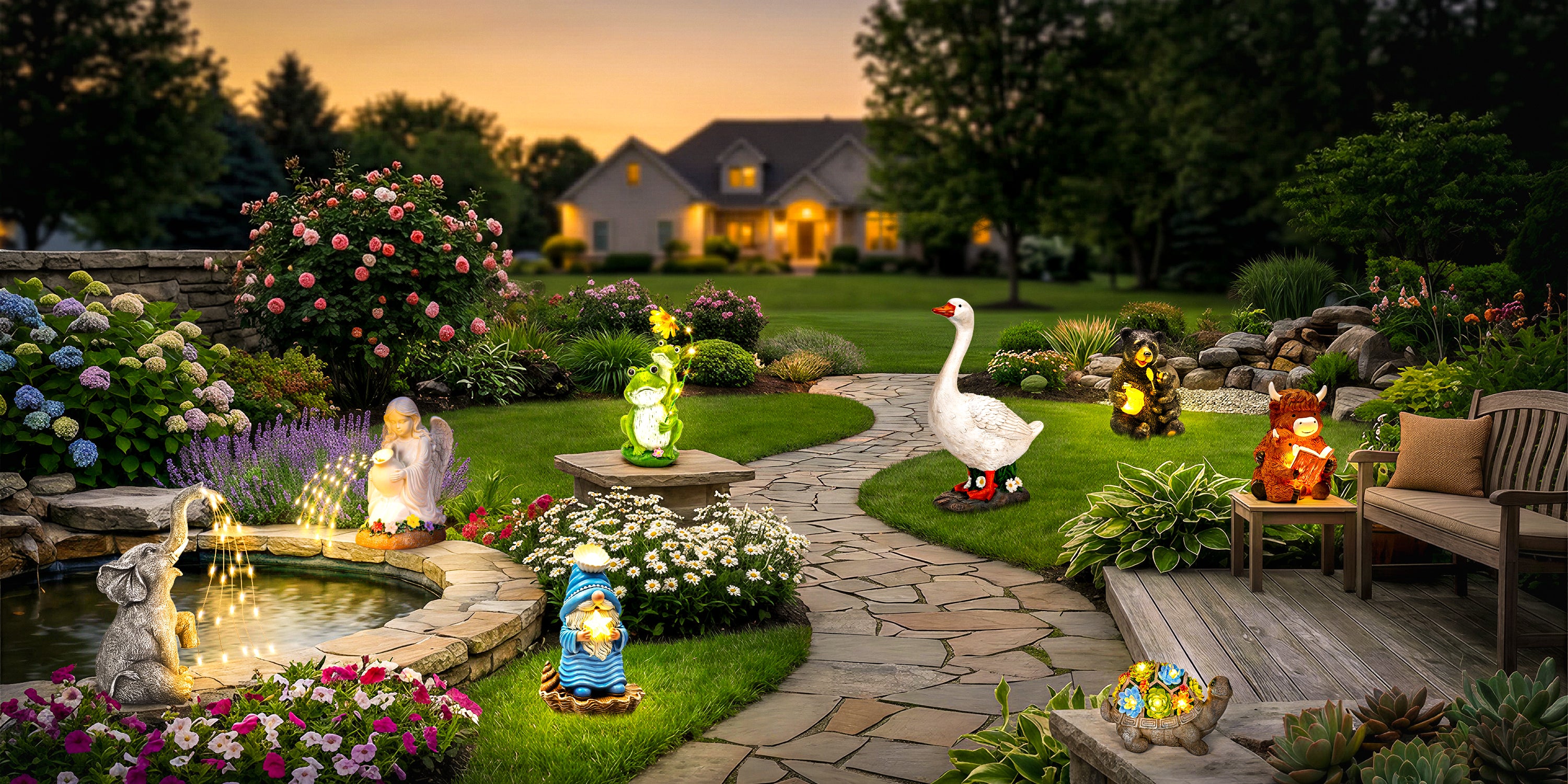 GIGALUMI Solar Hängelampen (4 Stück) – Mit Fließendem Lichteffekt – Glas & Edelstahl – Wasserdicht Für Garten, Baum & Terrasse Solarlampen Außen