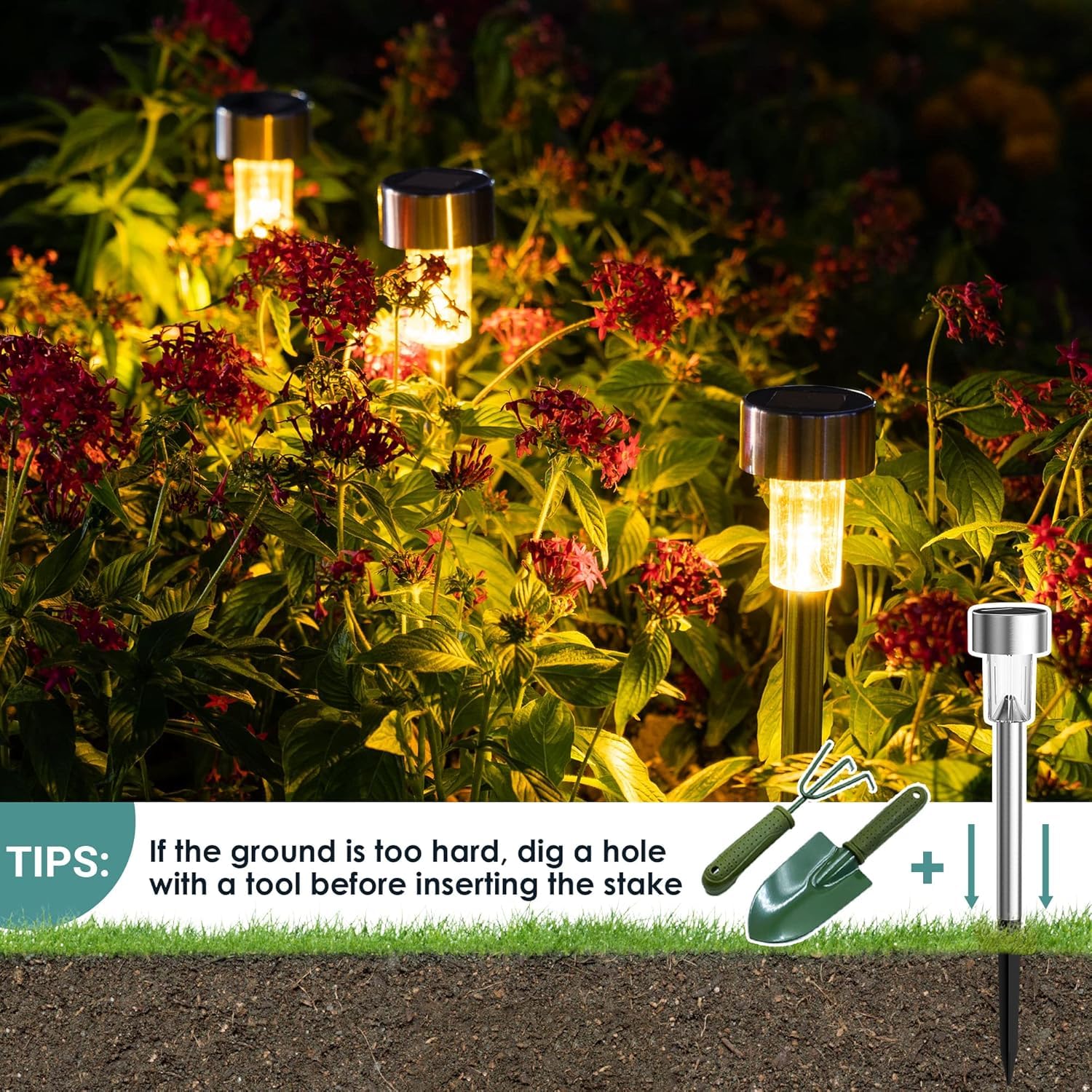 GIGALUMI Solar Lights Outdoor Waterproof